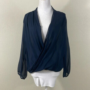 Amanda Uprichard sheer blue blouse size small